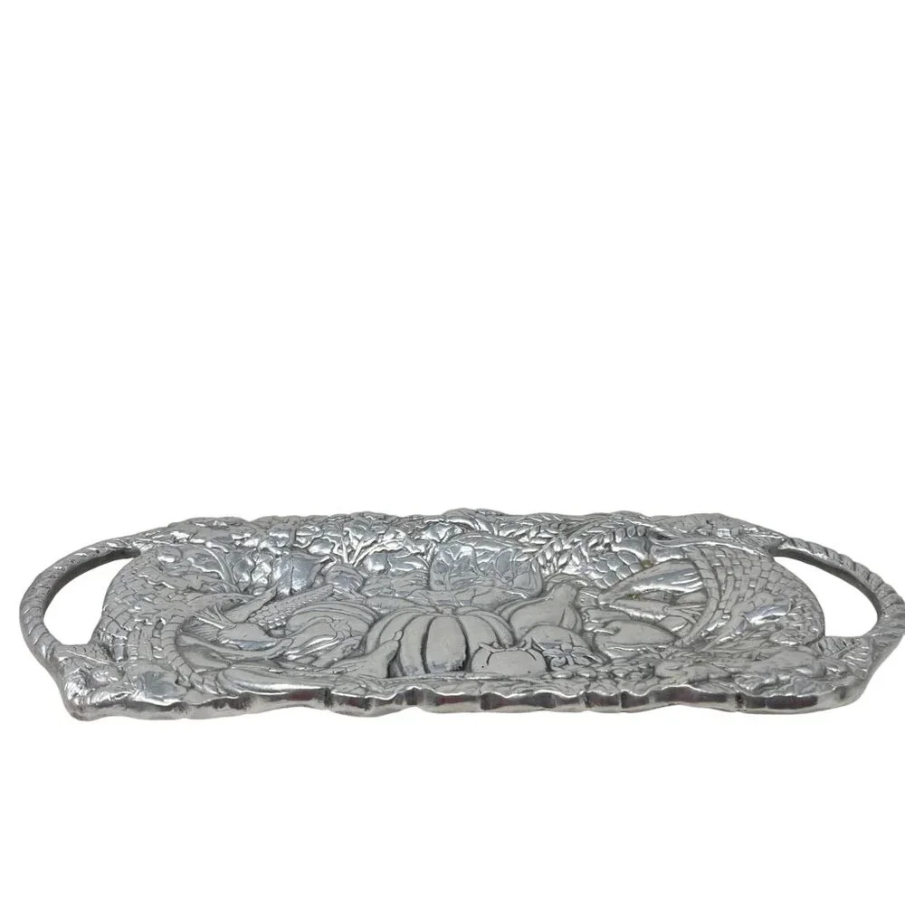 Arthur Court Tray Silver Aluminum Handles 14.5